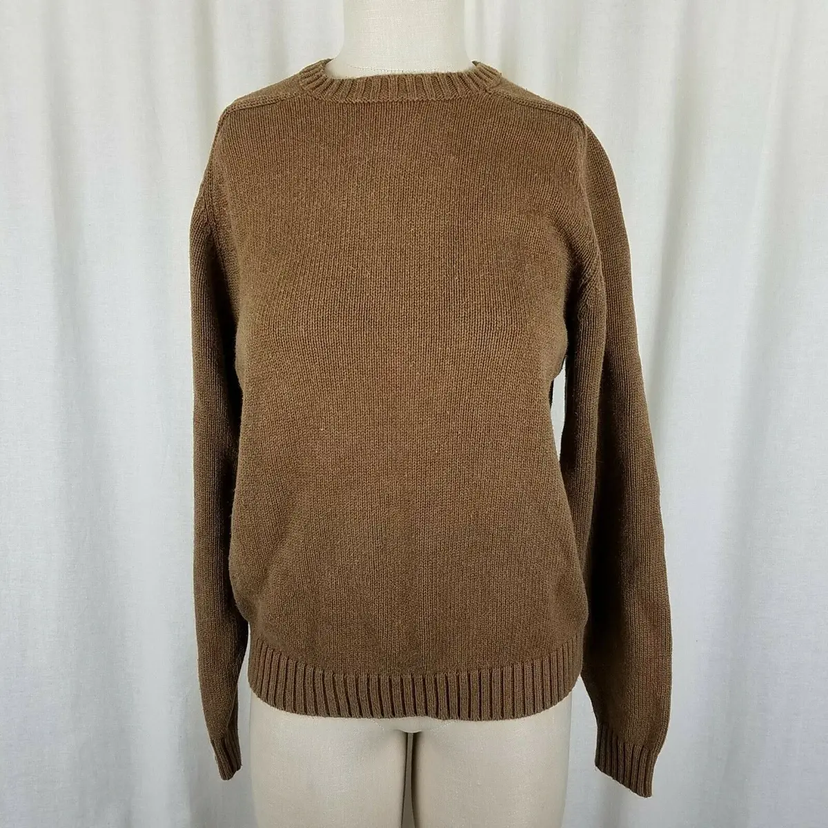 Lands End Direct Crew Neck Knit Sweater Womens M 10-12 Brown Japan Chocolate 1