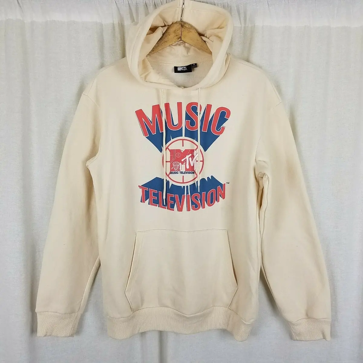 Vintage Mtv Music Television Basketball Hoodie Pullover Sweatshirt Mens M Khaki 1
