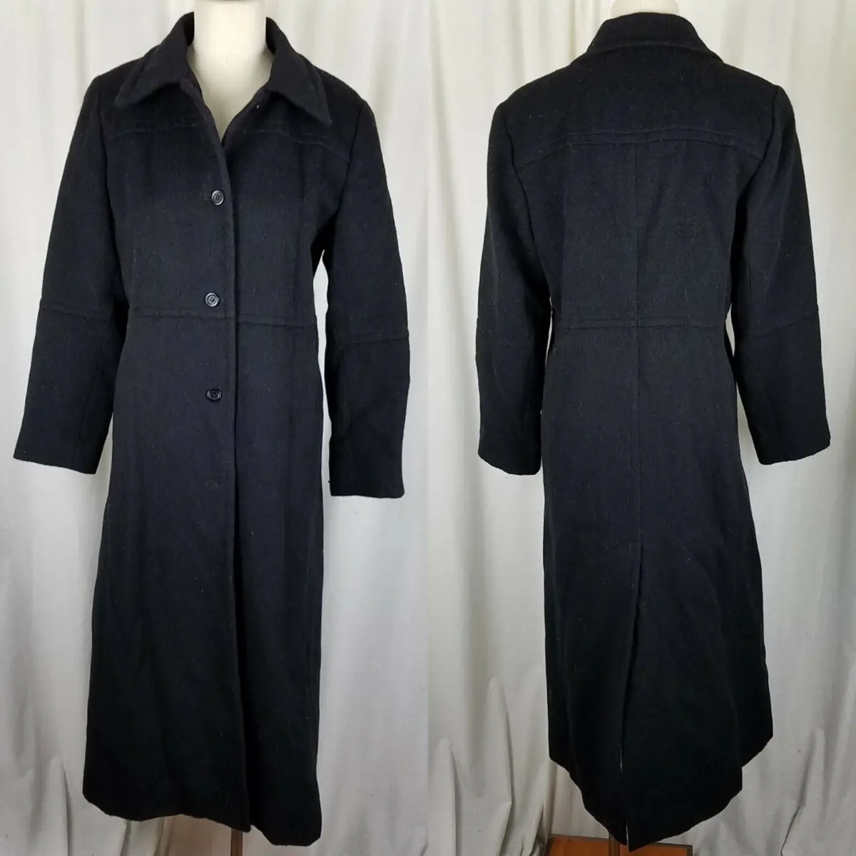 Harve Bernard Petites Alpaca Mohair Wool Long Maxi Peacoat Dress Coat Womens 8P 1