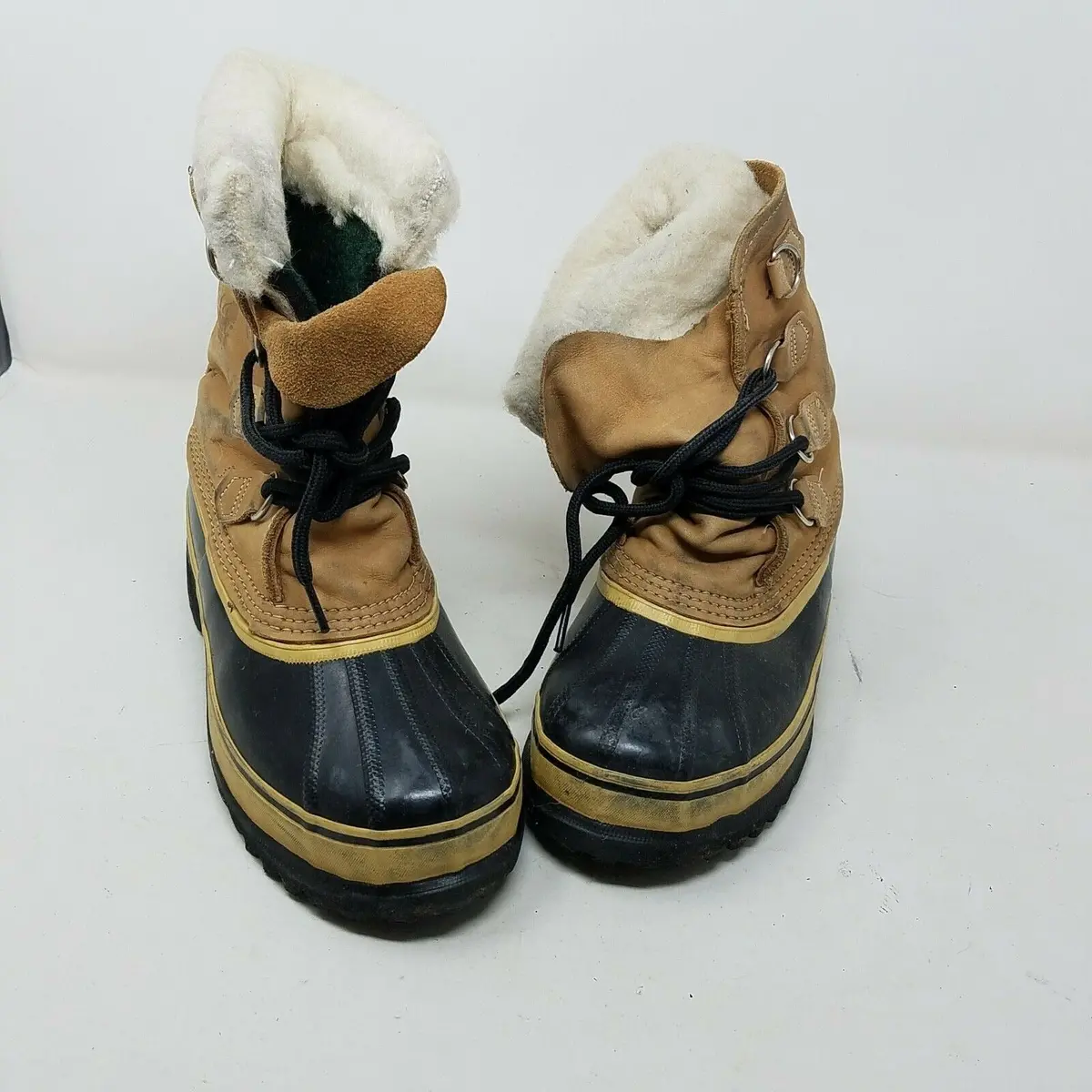 Sorel Caribou Boots Brown Leather Fur Felted Lined Winter Snow Boots Womens 7 1
