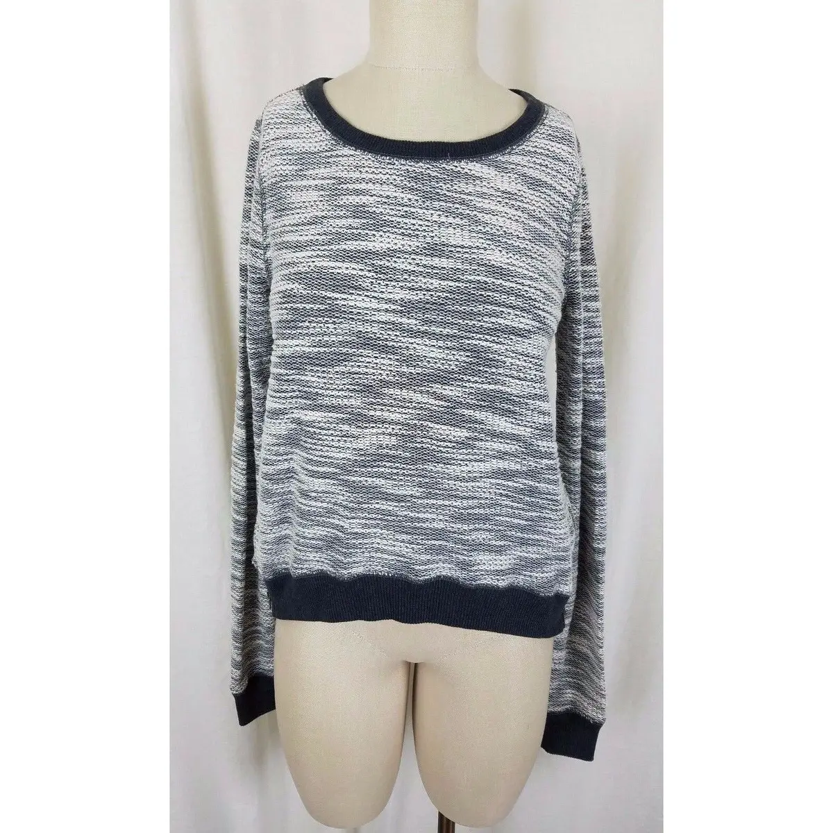 Abercrombie & Fitch Side Zip Up Scoop Neck Mottled Gray Knit Sweater Womens S 1