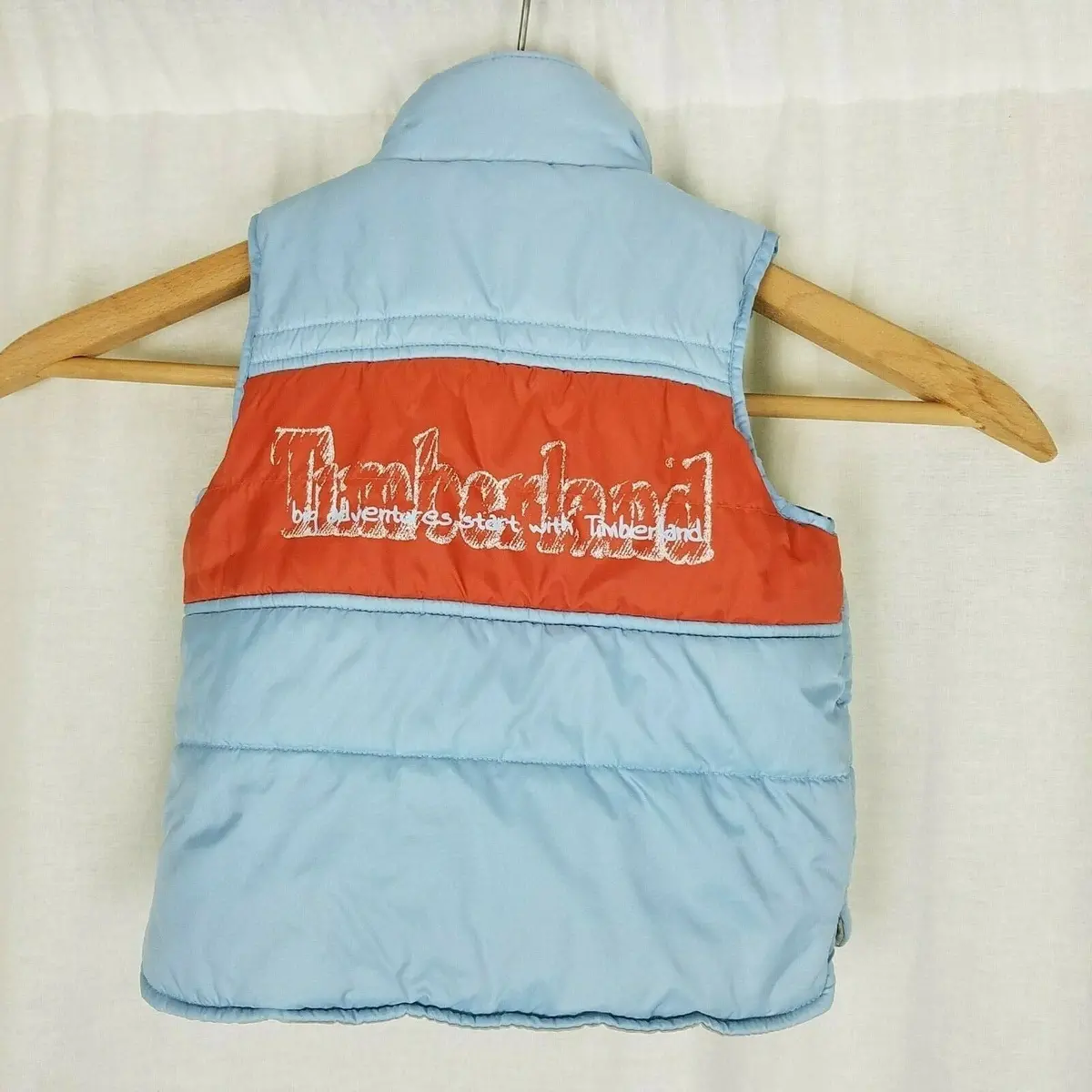 Timberland Logo Winter Puffer Snap Up Vest Infant Boys 12 Mo Months Baby Blue 1