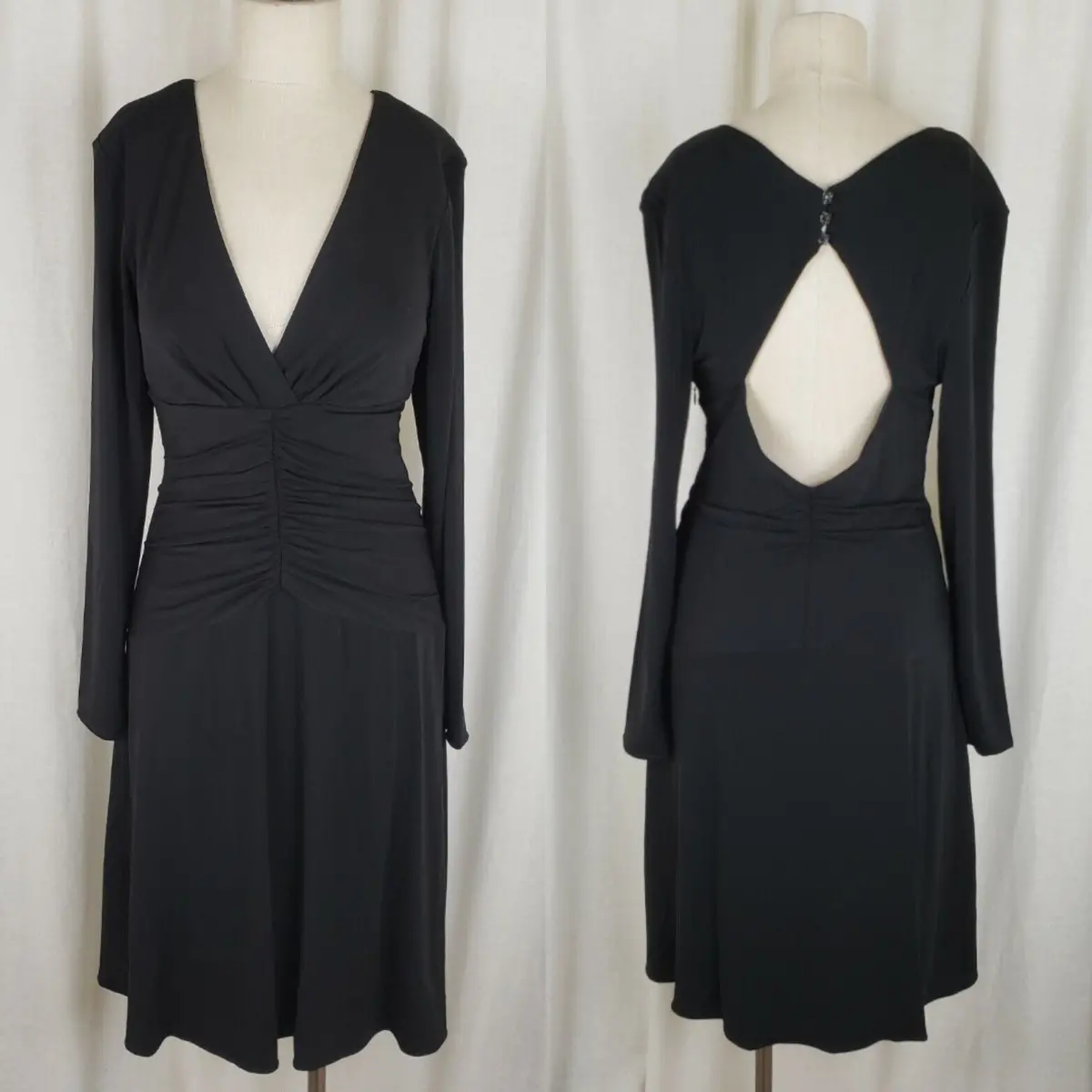 Kay Unger Ny Formal Black Sexy Keyhole Bare Back Fitted Slinky Dress Womens 12 1