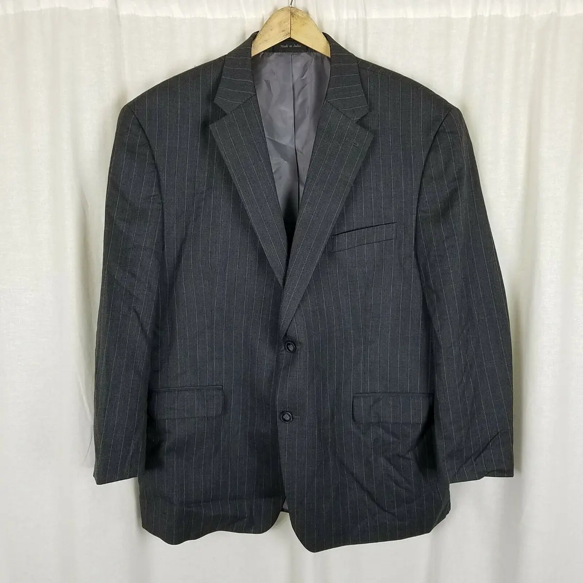 Lauren Ralph Lauren Gray Pinstripe Worsted Wool Sportcoat Jacket Blazer Mens 46S 1
