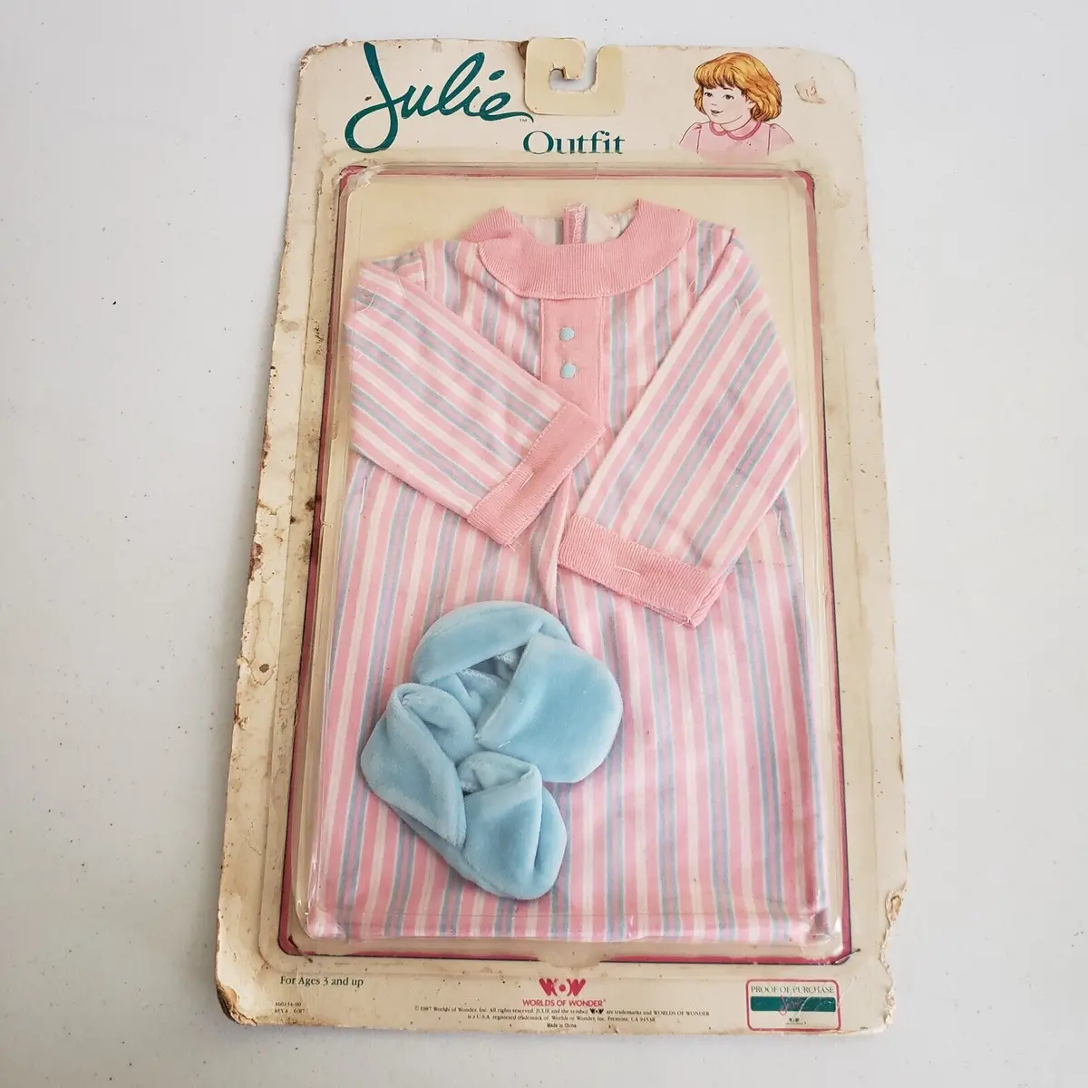 Nos 1987 World Of Wonder Julie Doll Pajamas Slippers Outfit Set Cuddling Up Wow 1