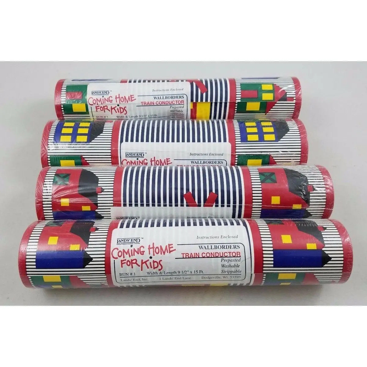 Lands End Coming Home For Kids Train Conductor Wallpaper Border 15 Ft Lot Of 4 1