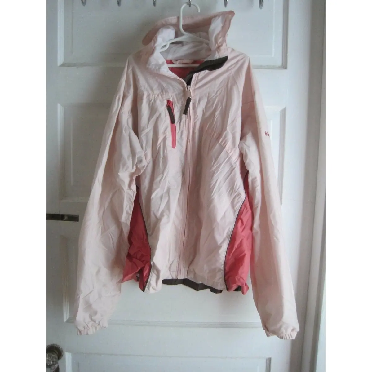 Columbia Hooded Packable Mesh Lined Windbreaker Rain Jacket Girls 18 20 Pink 1