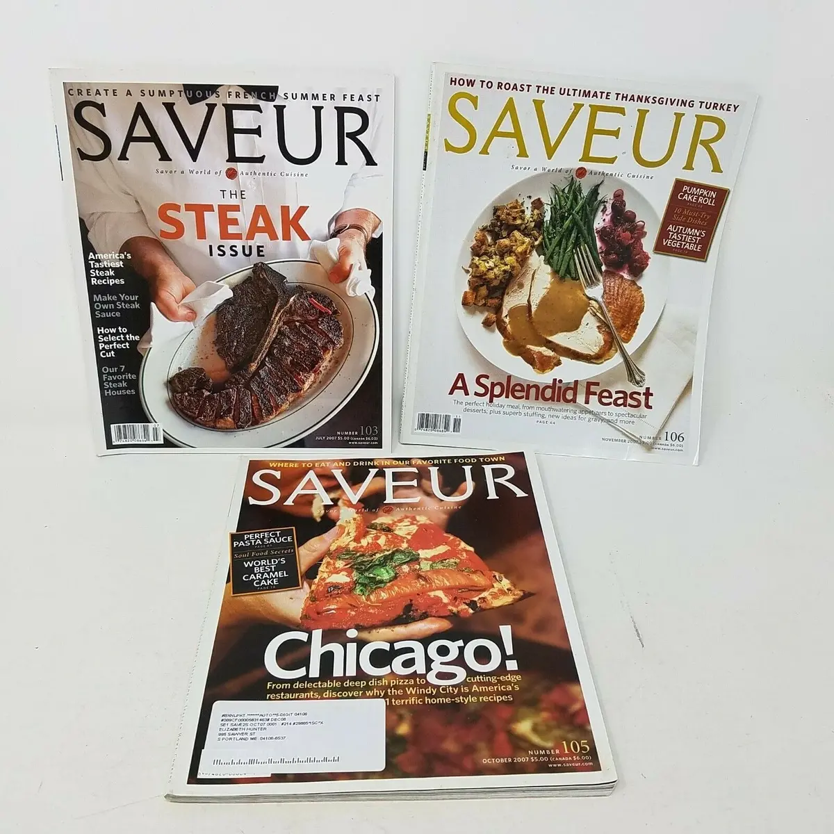 Saveur Magazine 2007 Lot Of 3 July October November Editions Issues Cooking Food 1
