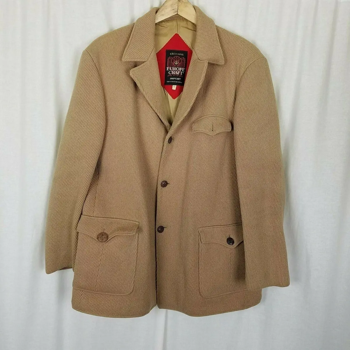 Europe Craft Import Corduroy Car Coat Mens 40 West Germany 50S Vintage Exclusive 1