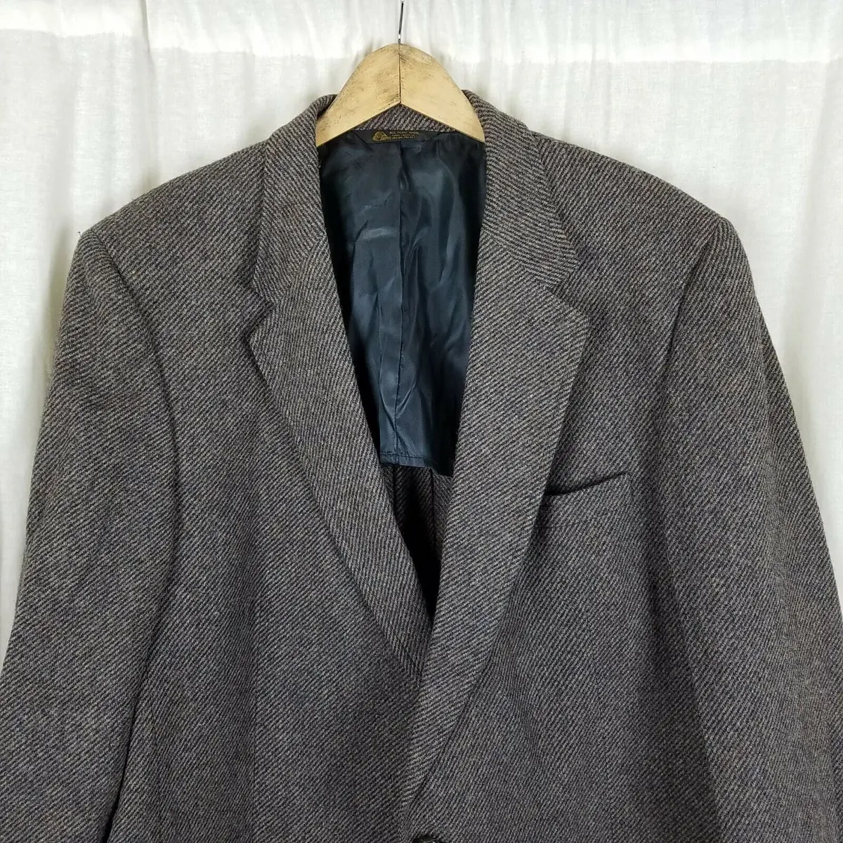 Vintage Kingsridge Diagonal Stripe Wool Tweed Blazer Sport Coat Jacket Mens 40R 2