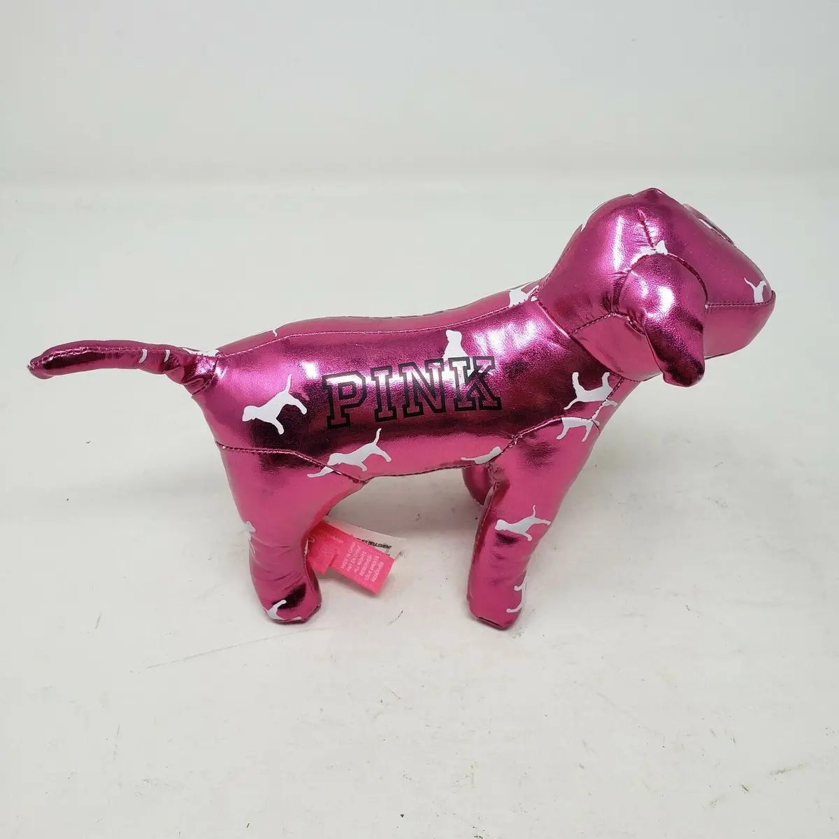 Victoria Secret Vs Plush Metallic Bright Hot Pink Stuffed Animal Dog 9 Inches 1
