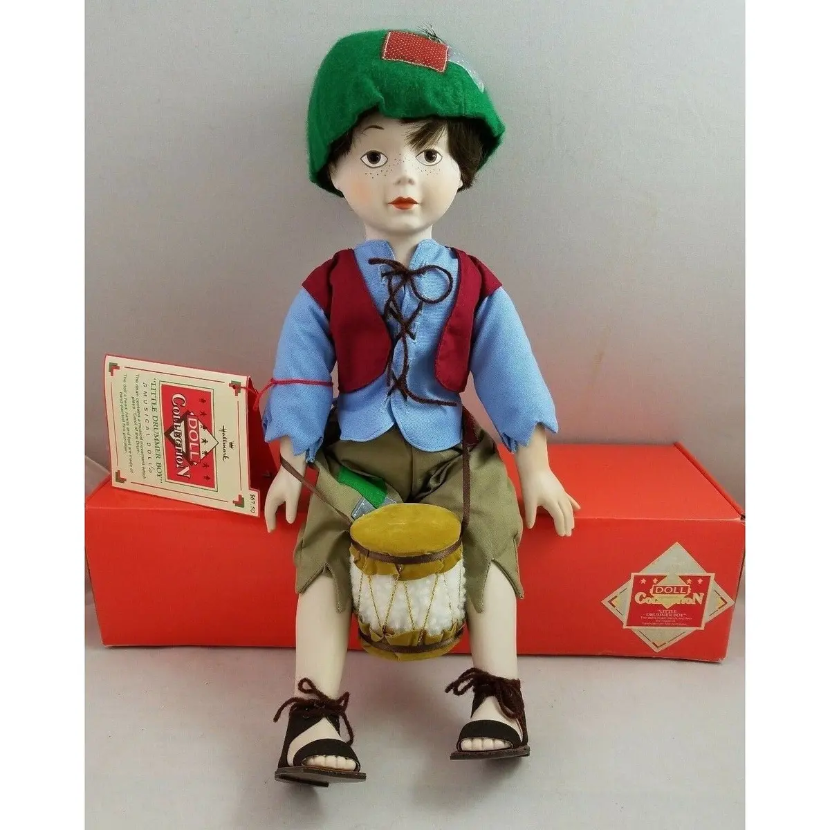 Rare Hallmark Little Drummer Boy Porcelain Doll Collection Christmas Musical 1