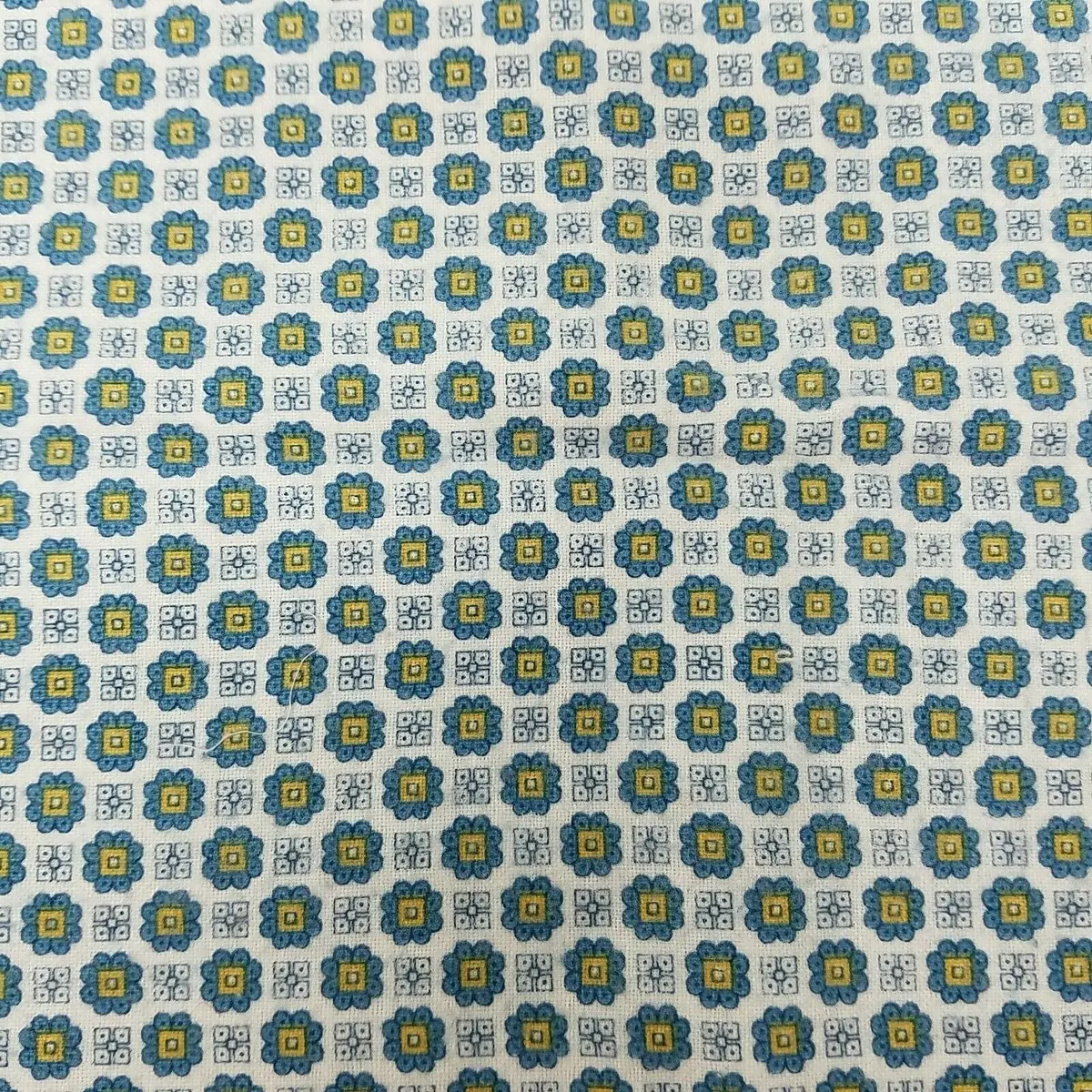 Mid Century 50S Square Floral Boxer Print Flannel Fabric Cotton 1 Yard Material 1
