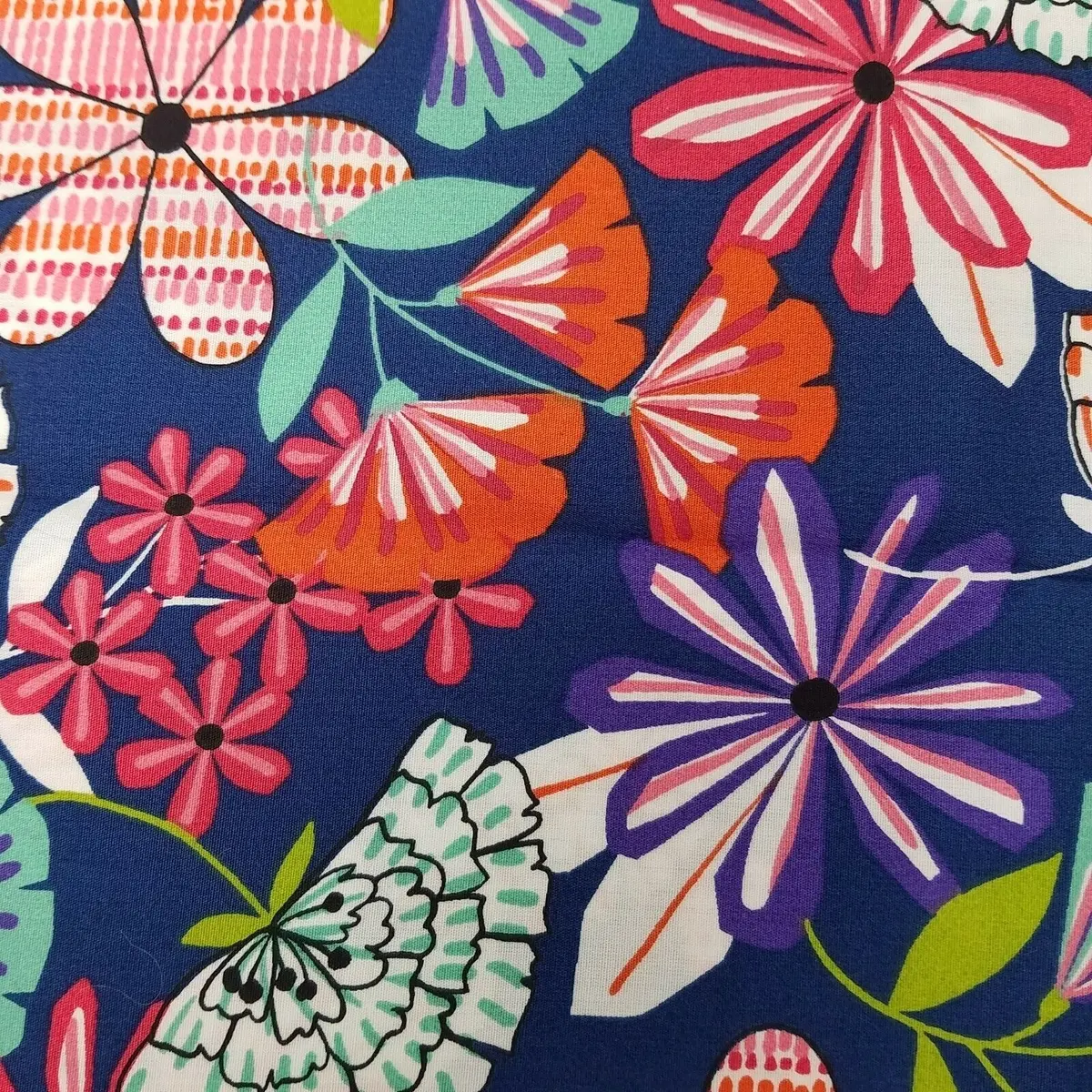 Bright Mixed Flowers Floral Fabric Springs Creative Screenprint Cotton 1.5 Yards 1