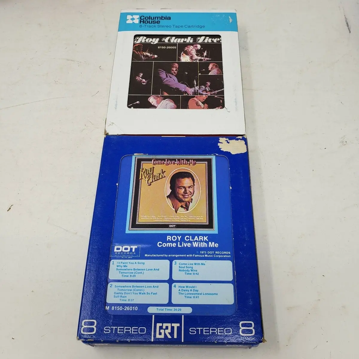 8-Track Tapes Roy Clark Come Live With Me + Live! Country Music Lot Of 2 Stereo 1