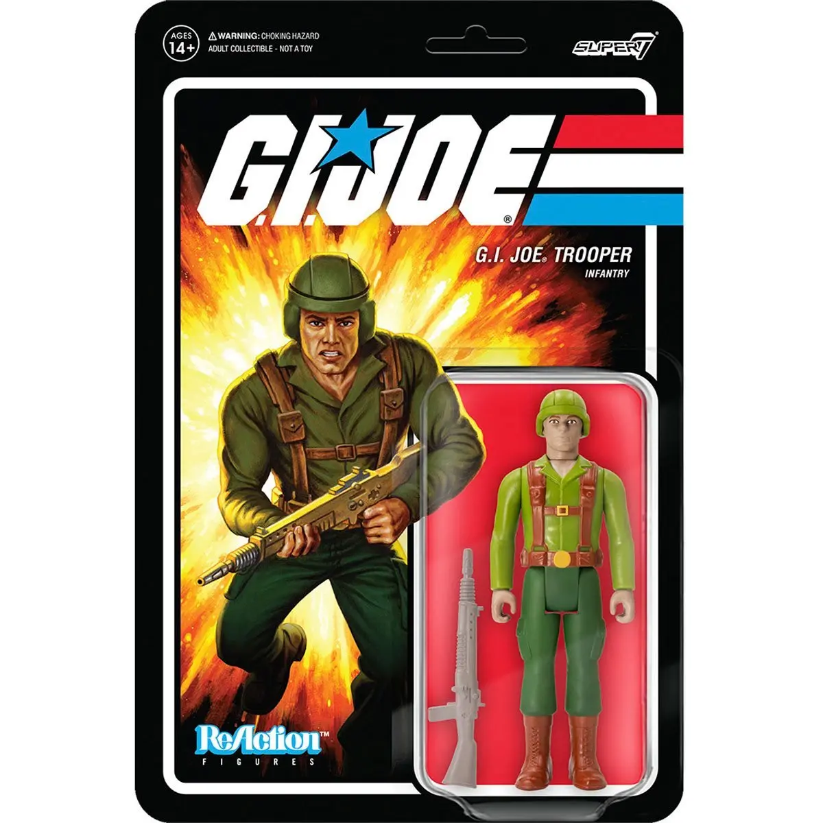 Super7 Reaction Figures - G.I. Joe Wave 1 - G.I. Joe Trooper Infantry Greenshirt, Tan (81392) Last One! 1