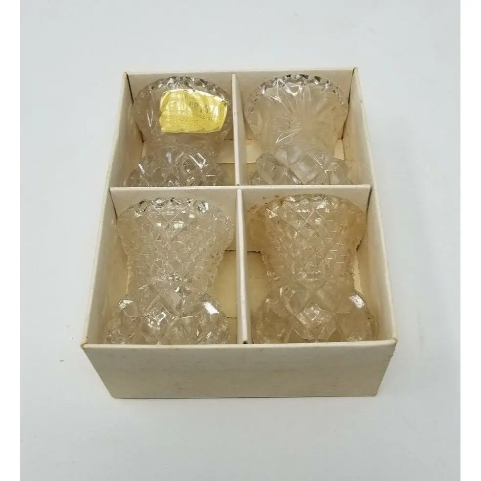 Cut Glass Candlesticks Holders 24% Fine Lead Crystal Set 4 West Germany Vintage 1