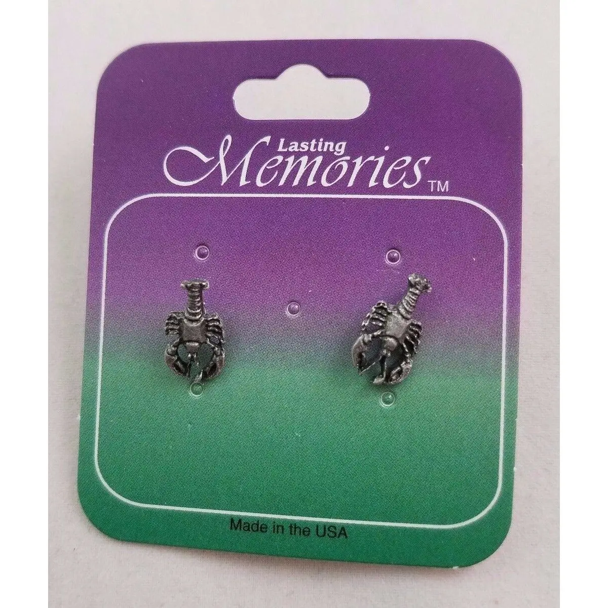 Silver Maine Lobster Lasting Memories Stud Earrings Pewter Made In The Usa Metal 1