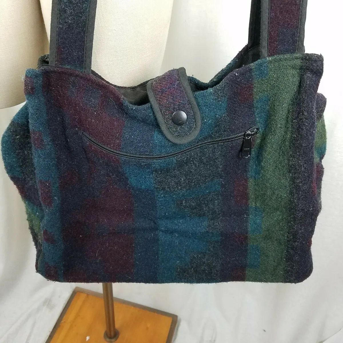 Johnson Woolen Mills Southwestern Wool Blanket Shoulder Tote Bag Purse Satchel 1