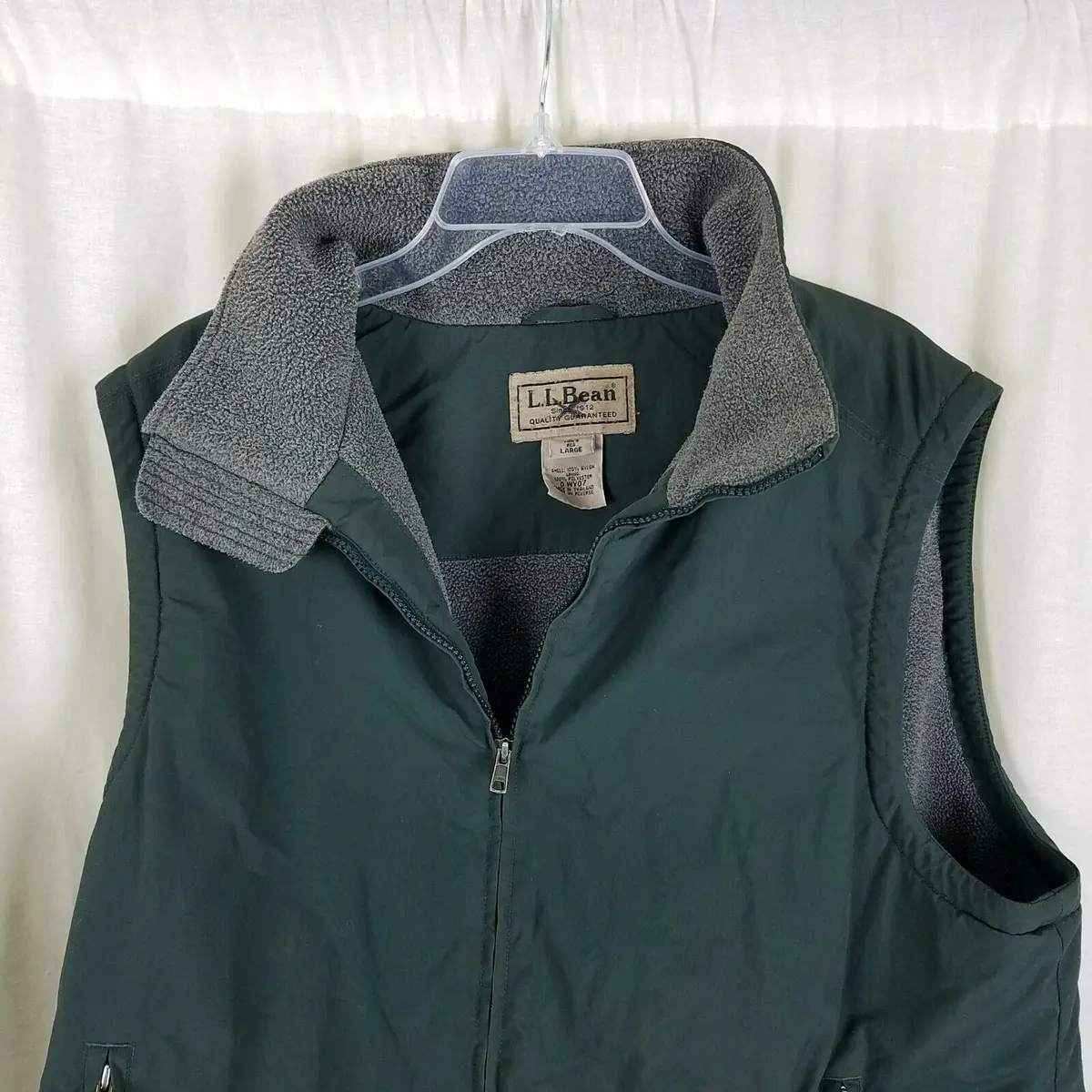 Ll Bean Nylon Fleece Lined Vest Full Zip Up Mens L Funnel Neck Outdoor Adventure 2