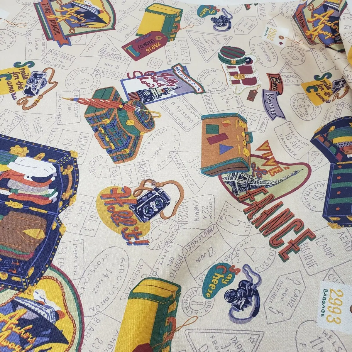 Vintage 3209 Travel Time Jaclyn Nash Originals Fabric Material 6+ Yards 1995 1