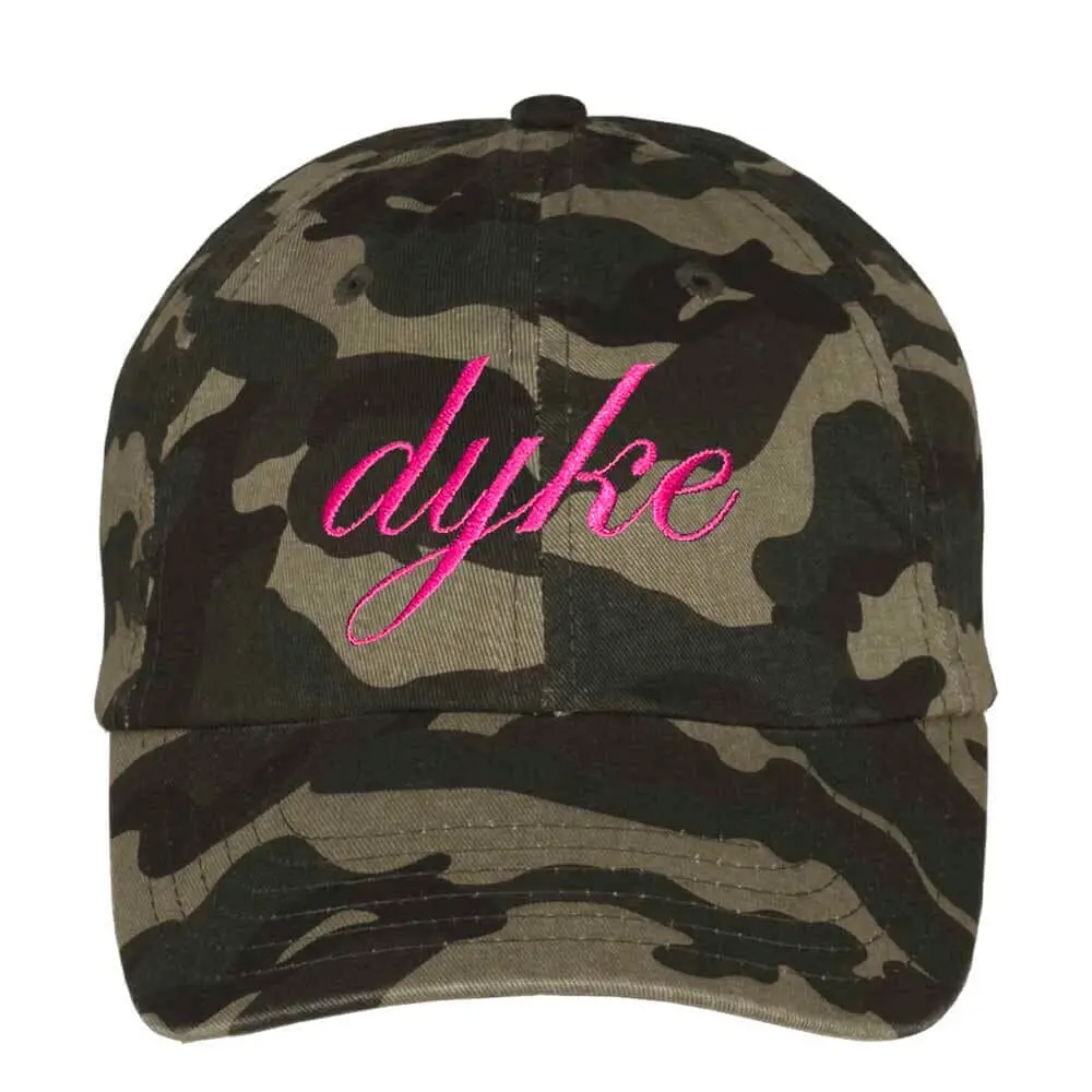 Dyke Script Camo Twill Dad Hat 1