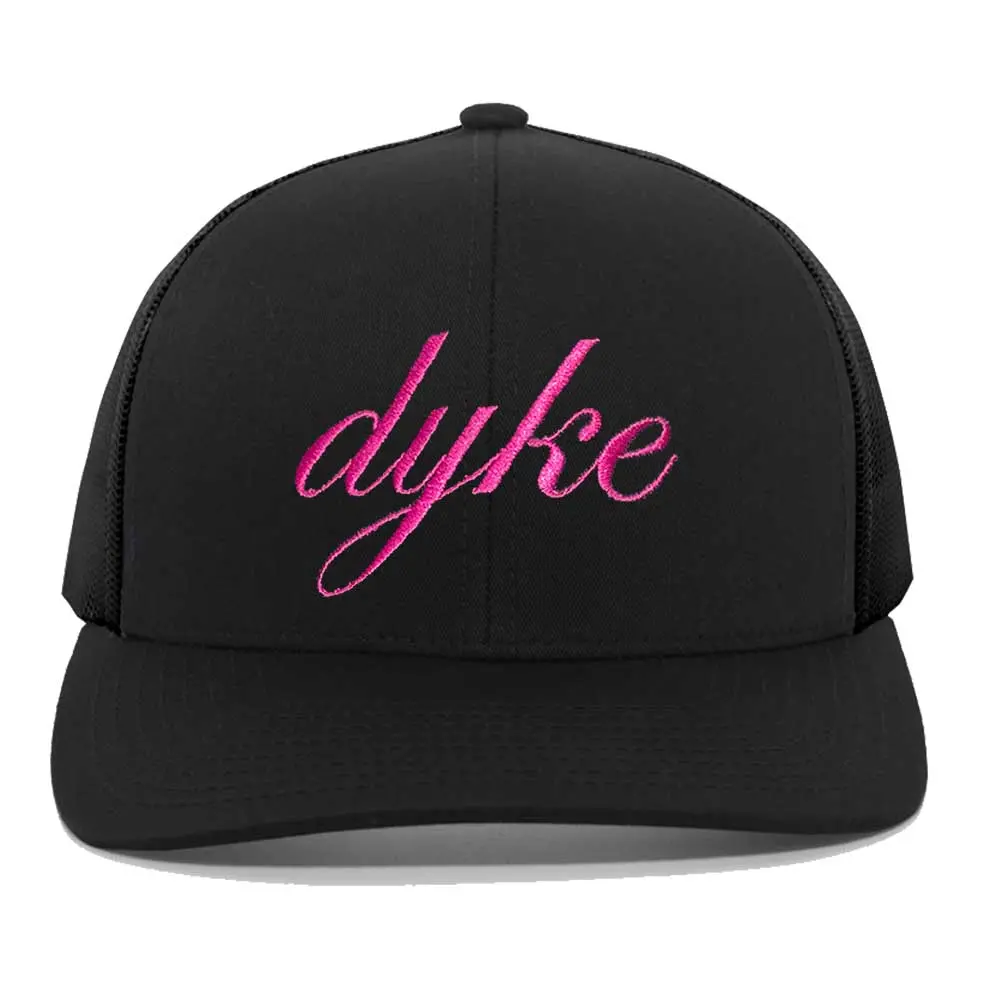 Dyke Script Mesh Trucker Snapback Hat 1