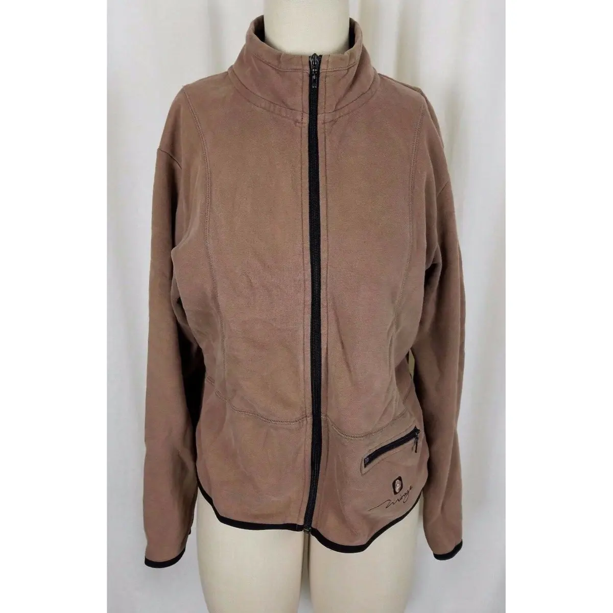 Mirage Las Vegas Casino Full Zip Up Sweatshirt Sweater Jacket Golf Womens L Tan 1