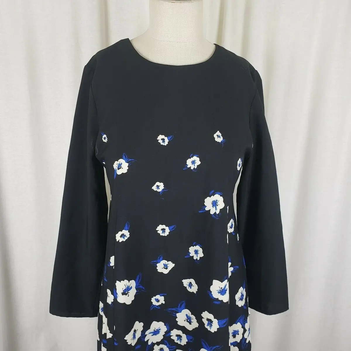 Cece Cynthia Steffe Floral Print Long Sleeve Twirl Shift Dress Womens 4 Pansy 2