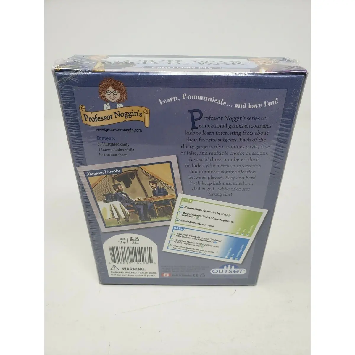 Professor Noggin's Civil War Card Game History Educational Homeschooling New Nos 2