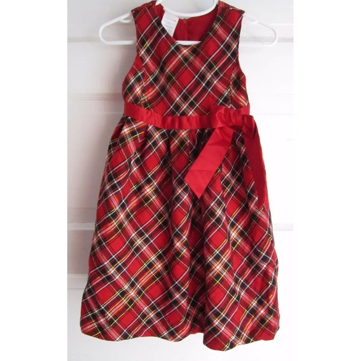Wonder Kids Tartan Scotch Plaid Long Maxi Sash Bow Dress + Bloomers Girls 24M 1