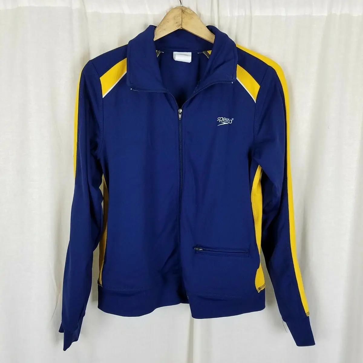 Speedo Streamline Warm Up Swim Team Jacket Windbreaker Mens M Full Zip Contrast 1