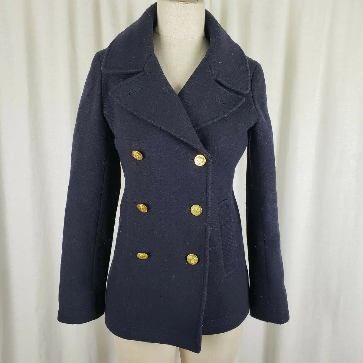 Jcrew Stadium Cloth Nello Gori Wool Military Double Breasted Peacoat Womens 2 1