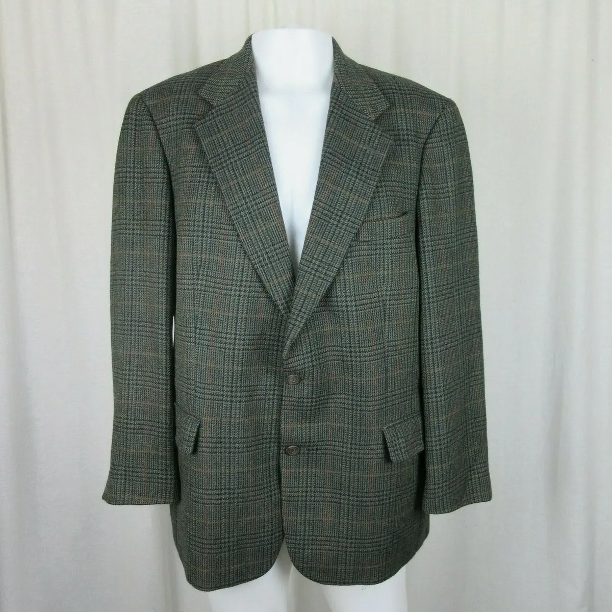 Vintage Brooks Brothers Plaid Tweed Wool Sport Coat Jacket Blazer Mens 43 Usa 1