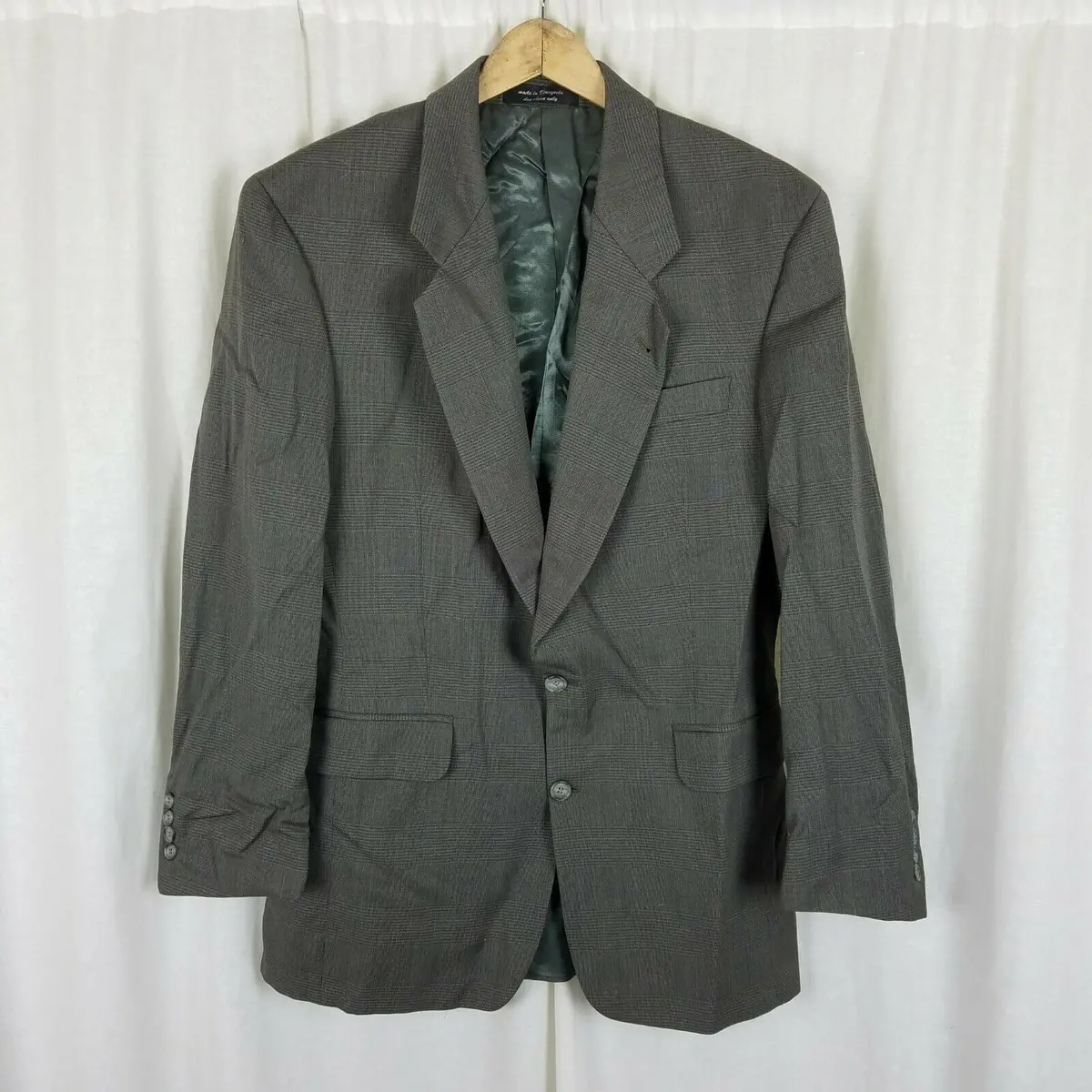 Vintage Gianfranco Ruffini Italy Plaid Wool Sport Coat Blazer Jacket Mens 39R 1