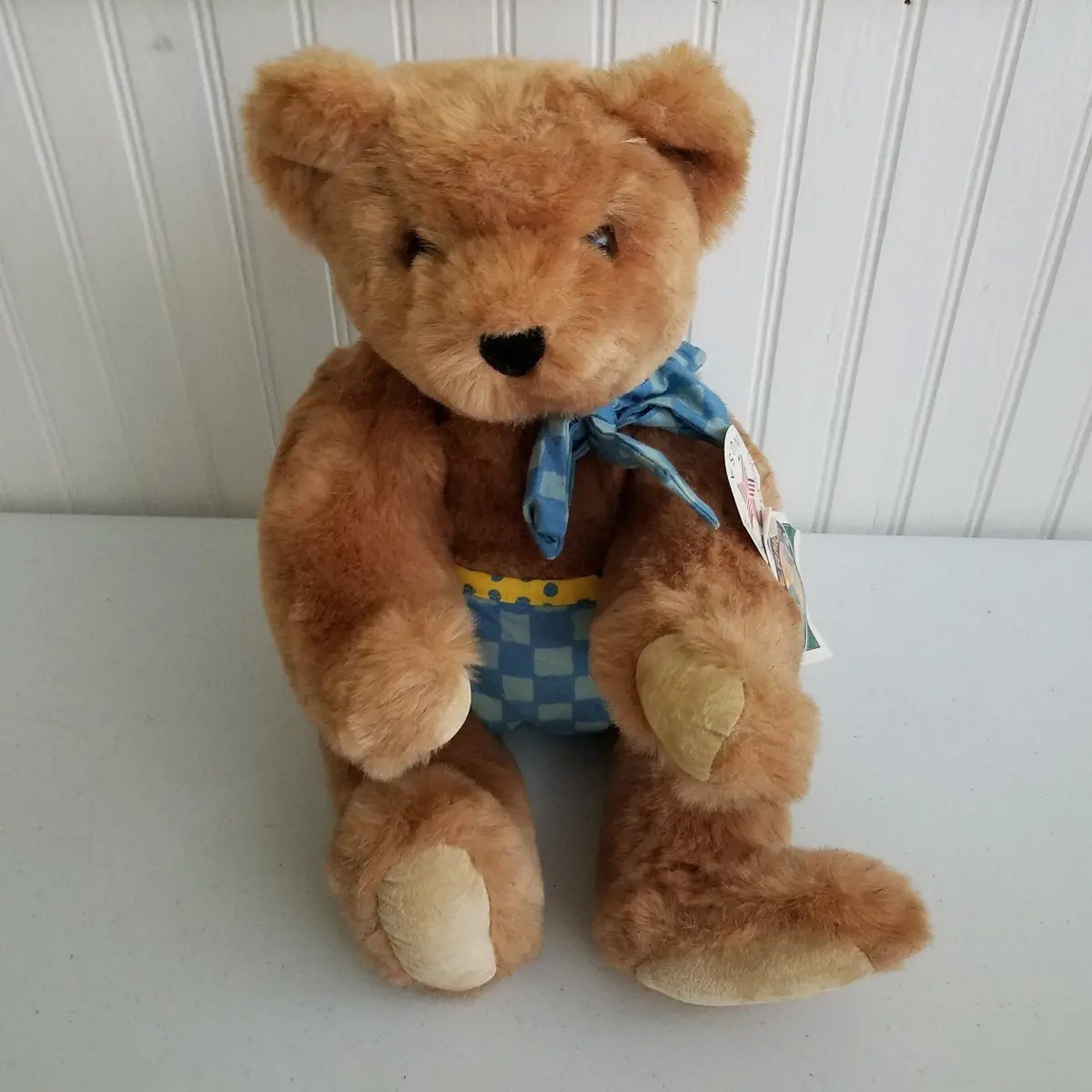 Vintage Vermont Teddy Bear Stuffed Plush Doll Toy Animal Jointed 17" 1993 Usa 1