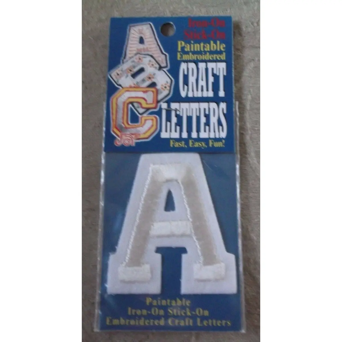 Letter A Iron Stick On Paintable Embroidered Craft Letters Joy S.A. Usa 2" Tall 1