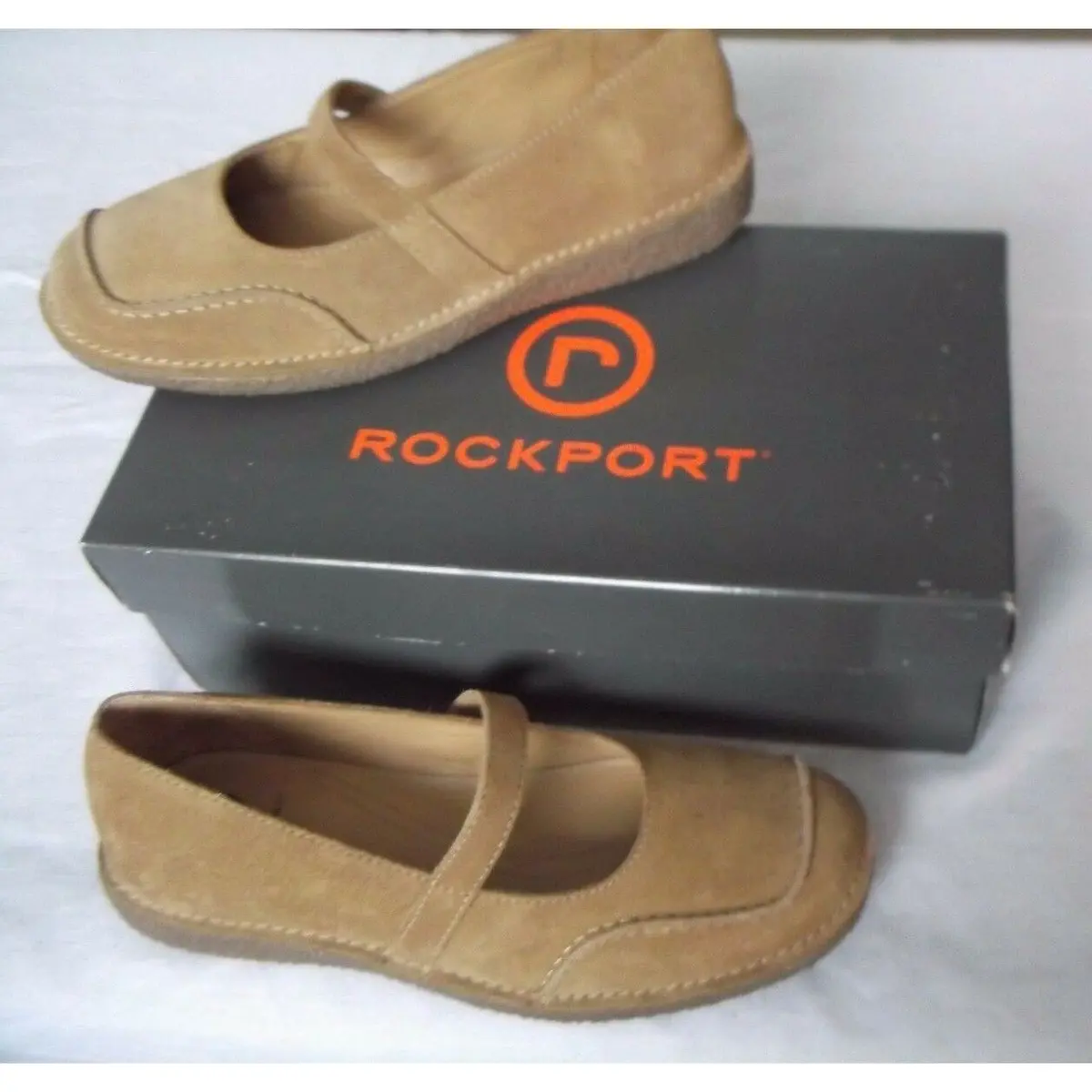 Rockports Seaview Cashew Putty Mastic Suede Mary Janes Gum Shoes Womens 6 Nos 1