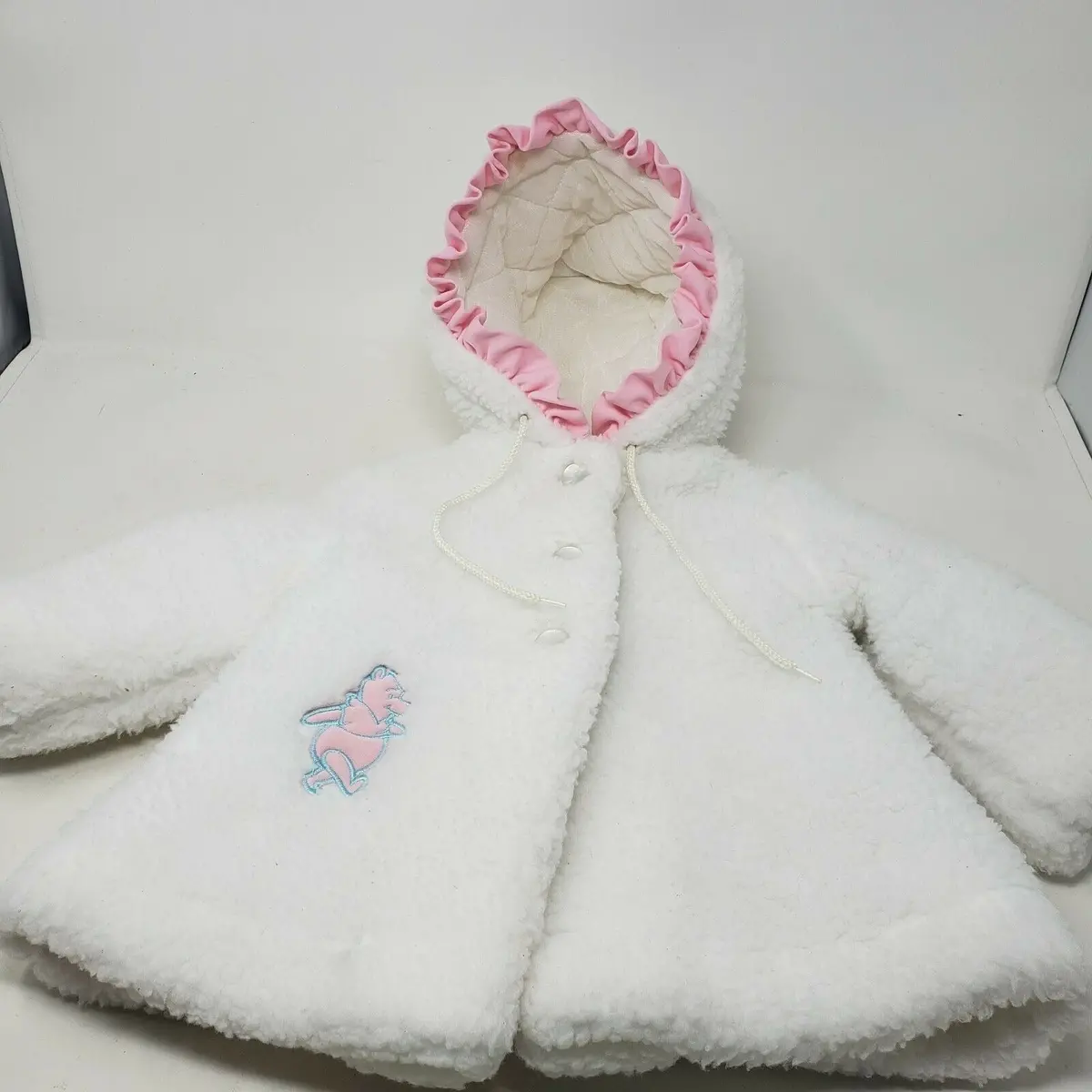Disney Winnie Pooh Hooded Berber Sherpa Fleece Jacket Girls 2T Deep Pile Popcorn 1