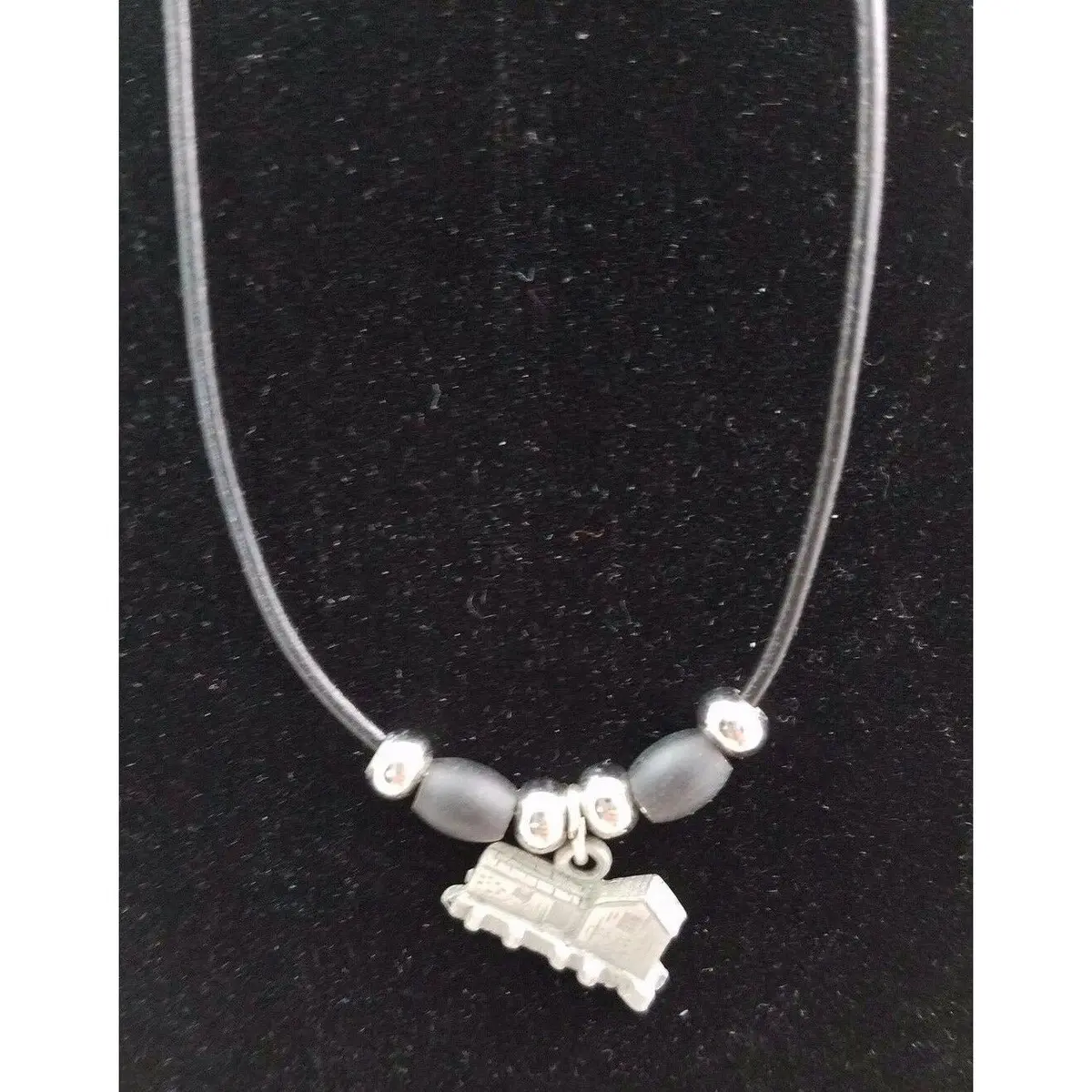 Paul Reveres House Pewter Silver Black Rope Beads Necklace Pendant Charm Jewelry 1