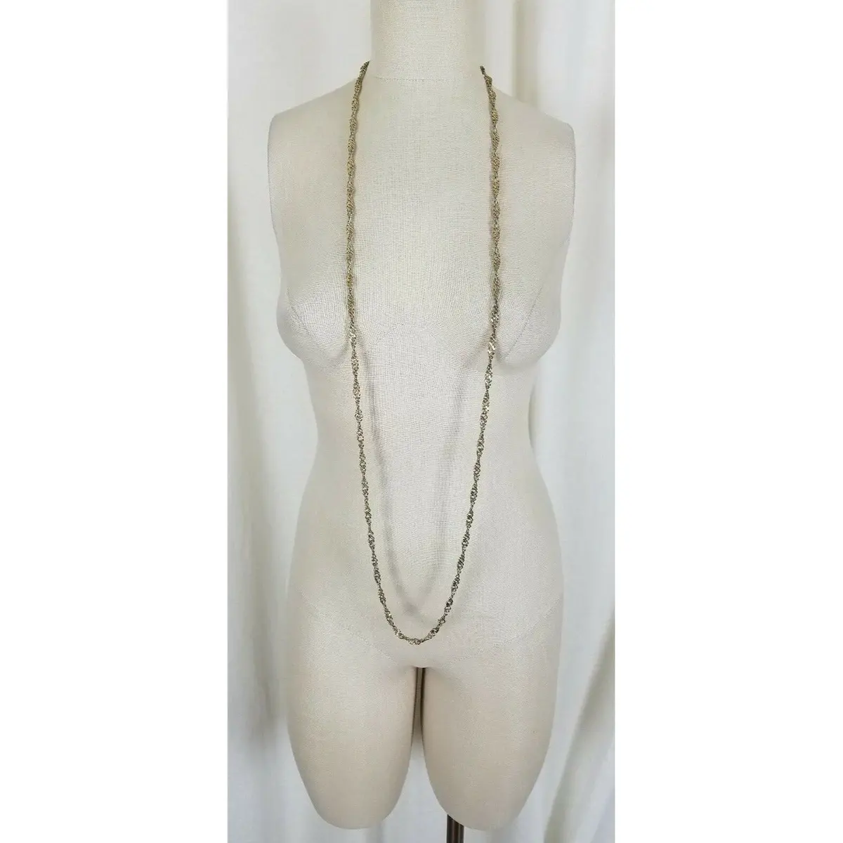 Braided Twisted Gold Rope Length Double Single Strand Chain Necklace Vintage 1