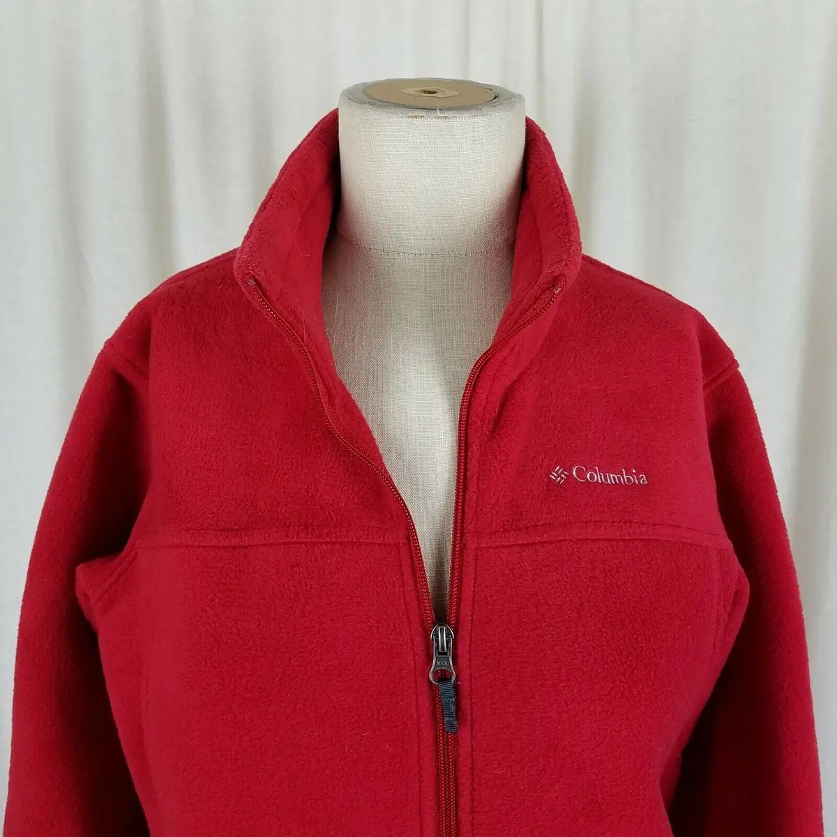 Columbia Red Fleece Jacket Full Zip Youth Girls Kids Size Xl 18 20 Funnel Neck 1