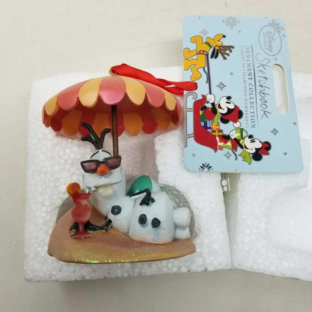 Disney Olaf At Beach 2015 Christmas Sketchbook Ornament Frozen Ball Umbrella 1