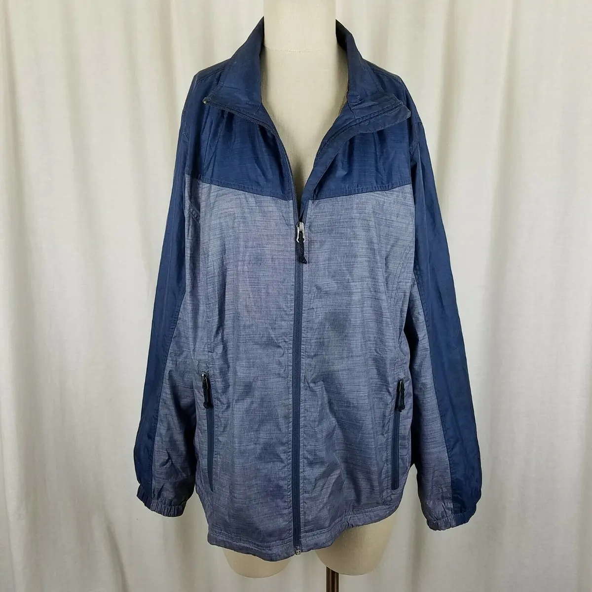 Ll Bean All Weather Windbreaker Rain Jacket Womens 1X Plus Size Colorblock Blue 1