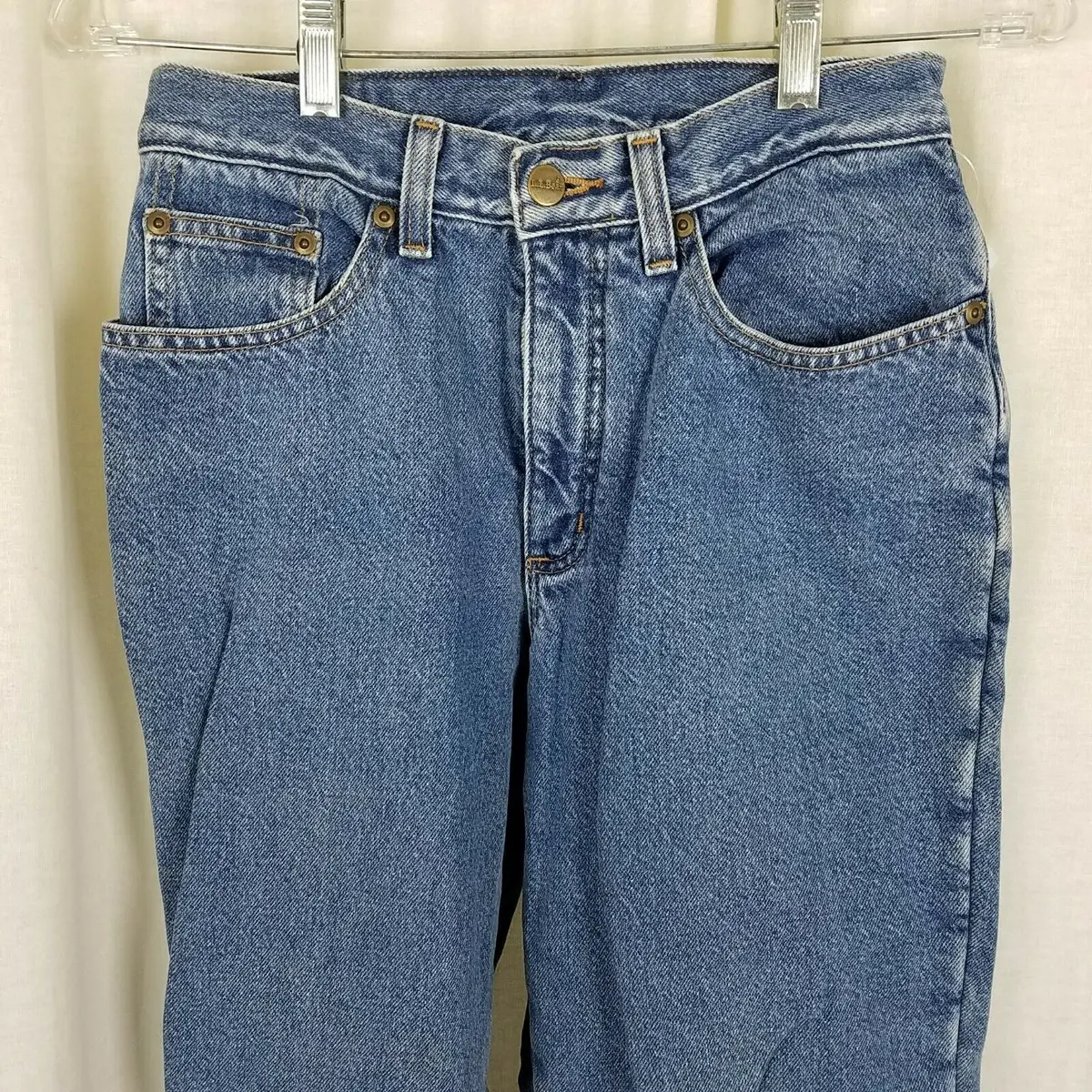 Ll Bean Double L Relaxed Fit Fleece Lined Denim Blue Jeans Womens 4R Insulated 2