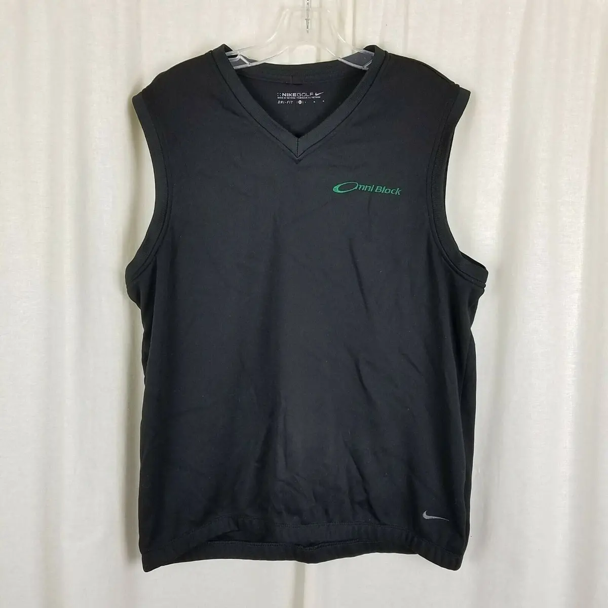 Omni Block Dri Fit Nike Golf Black Wind Vest Sleeveless Jacket Wind Shirt Mens L 1