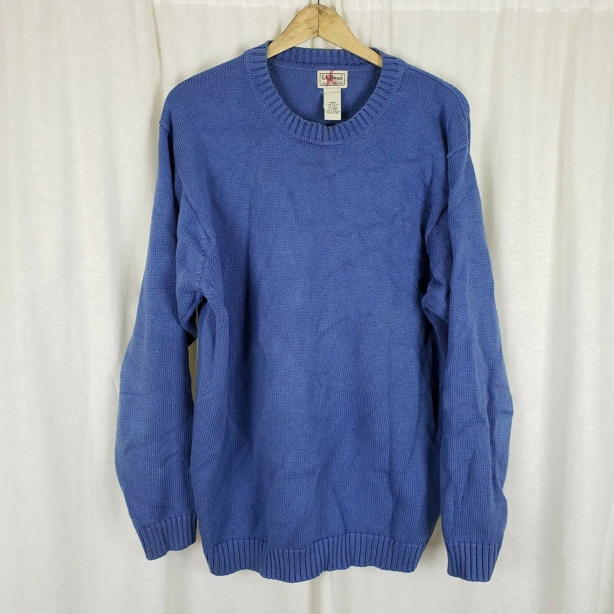Vintage Ll Bean 100% Cotton Crewneck Pullover Sweater Mens Mt Medium Tall Blue 1