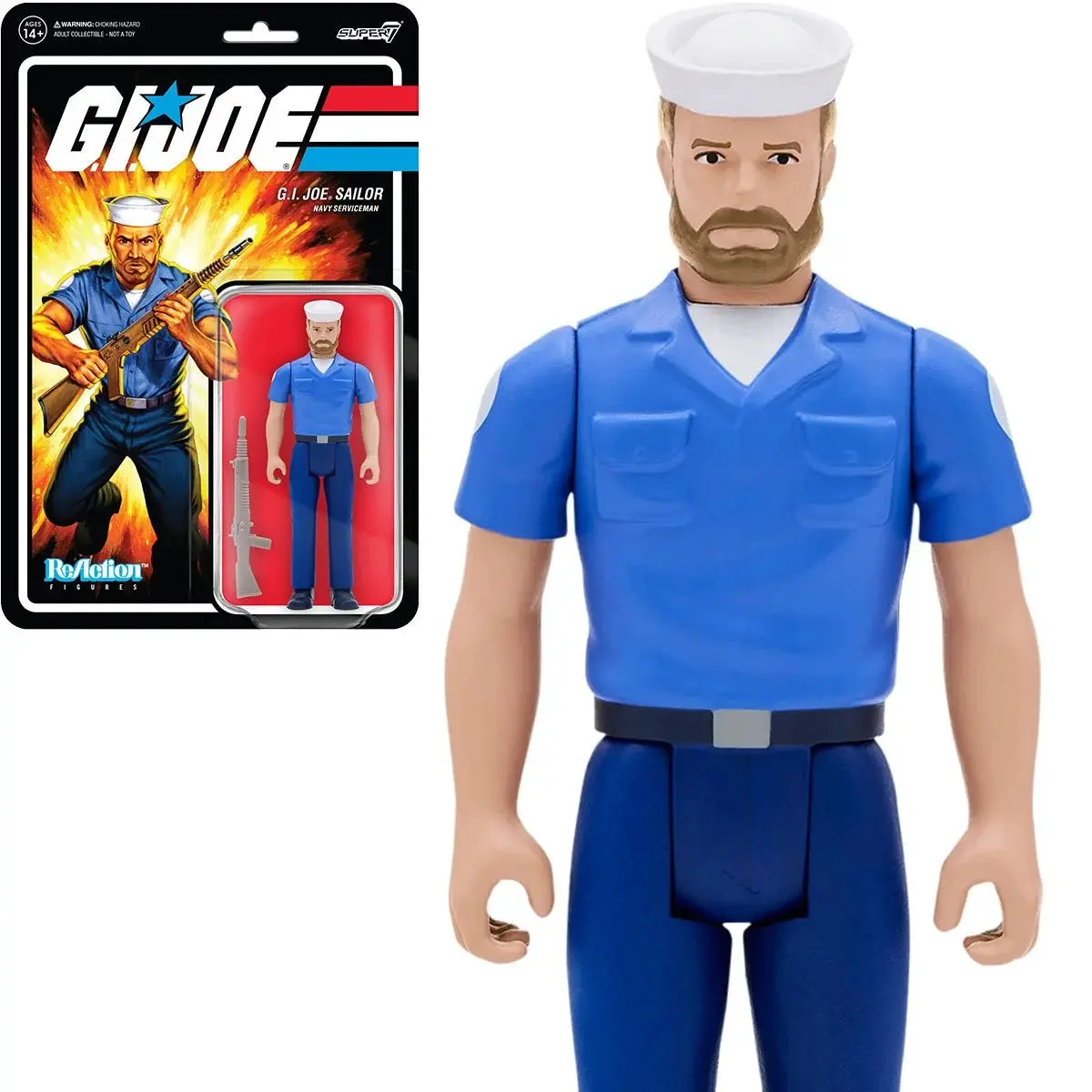 Super7 Reaction Figures - G.I. Joe - Sailor (Navy Serviceman) Action Figure (Beard, Pink) 81516 Low Stock 1