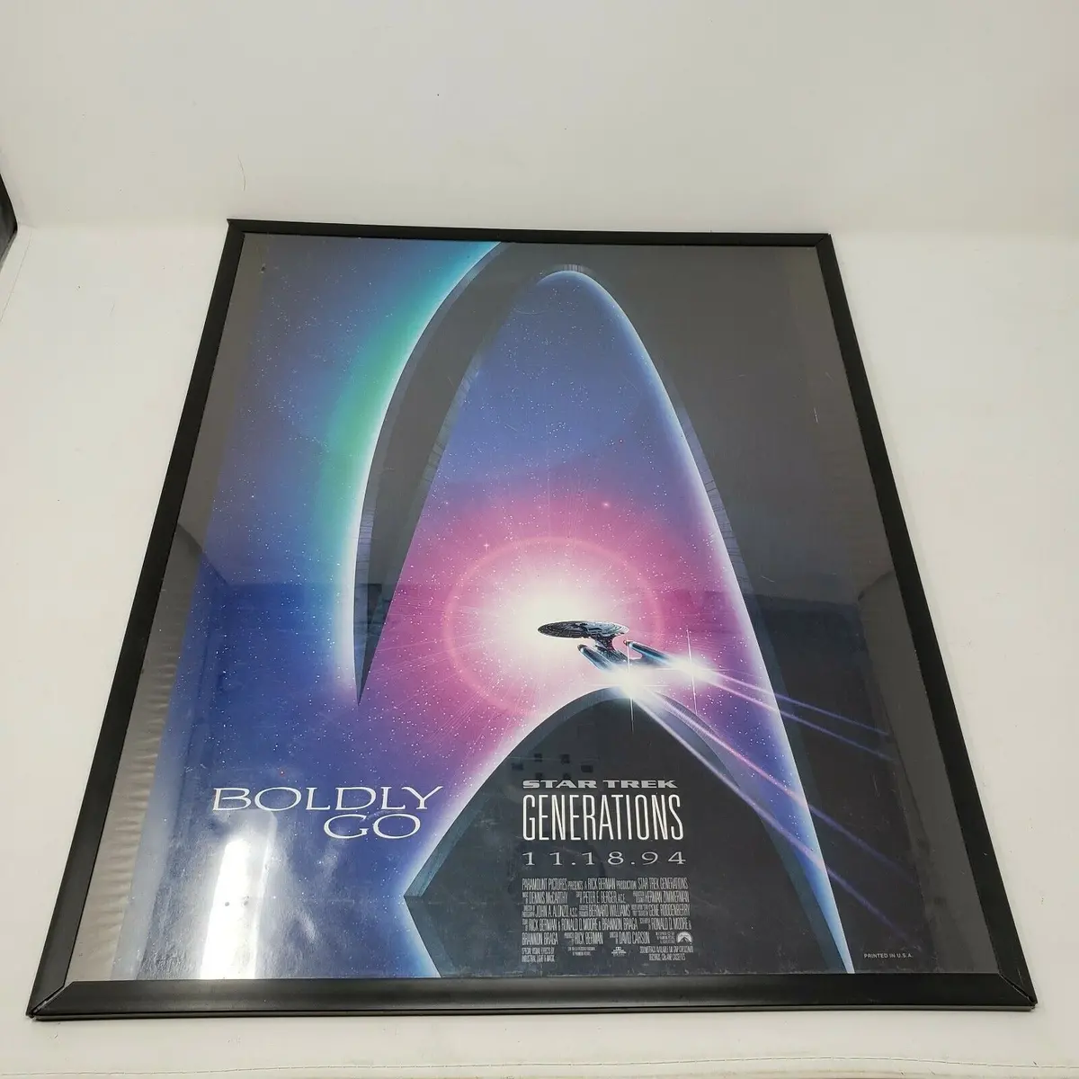 Star Trek Boldly Go Generations Movie Poster Framed 16X20 11/18/94 1990S Vintage 1