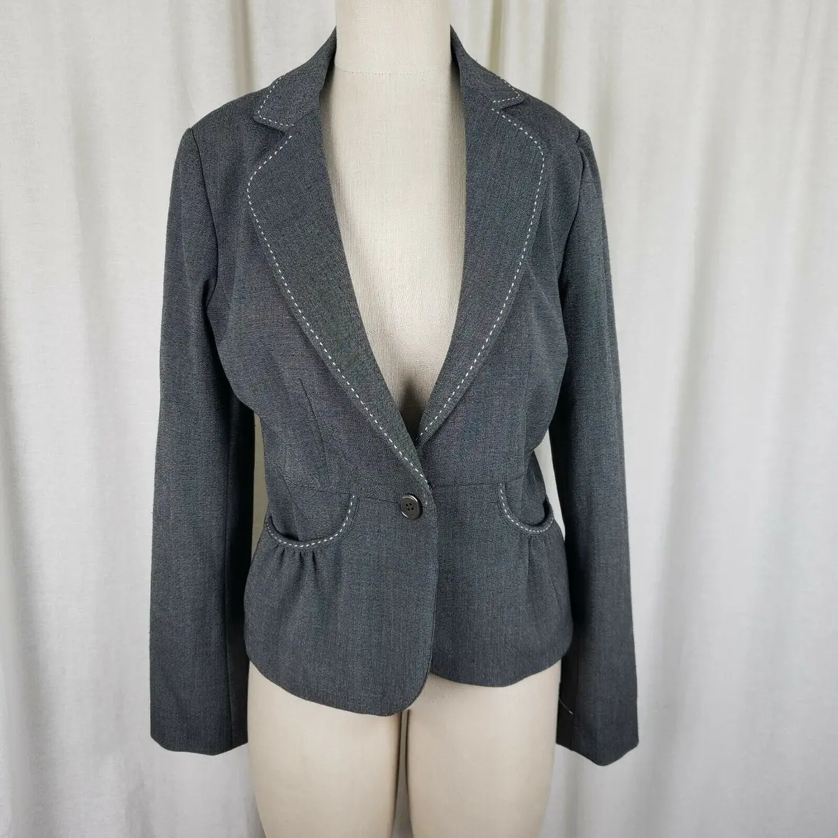 White House Black Market Exposed Stitching Fitted Blazer Jacket Womens S Flirty 1
